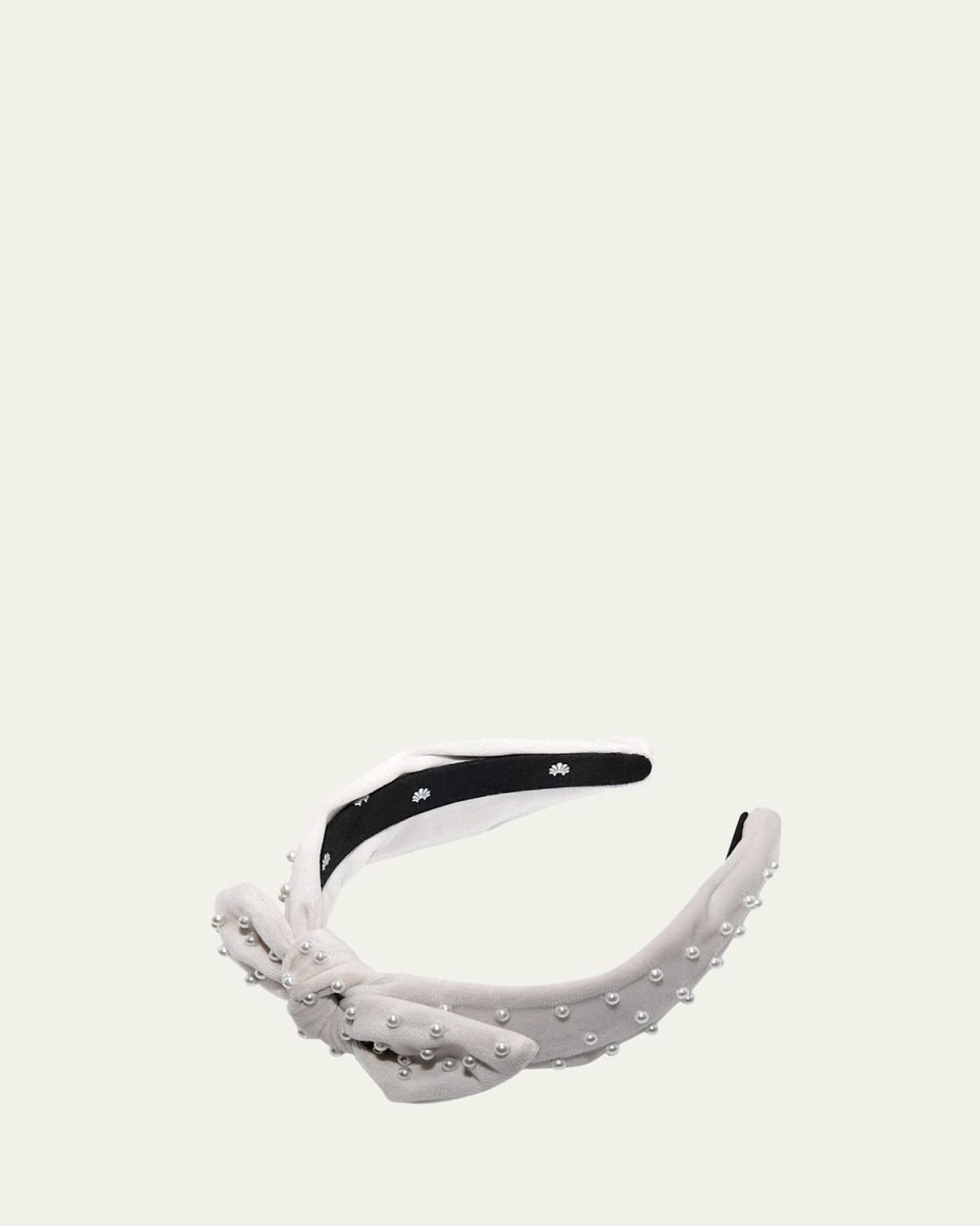 Pearly Velvet Knot Bow Headband